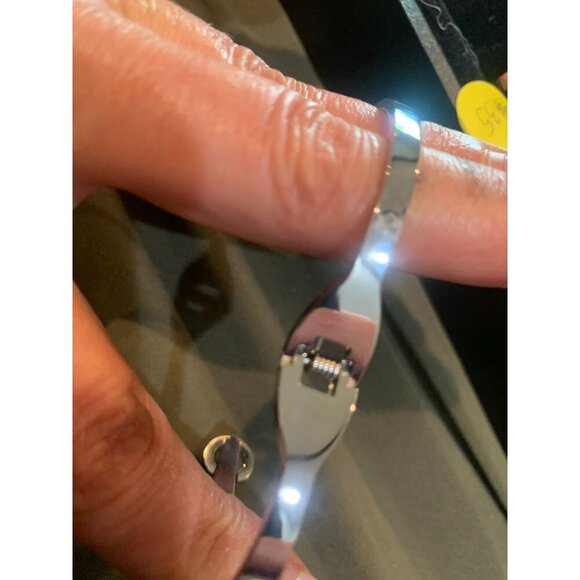 Stainless Steel MZ Collection Adjustable Bracelet With Rhinestone Detailing & Tr - Picture 4 of 7